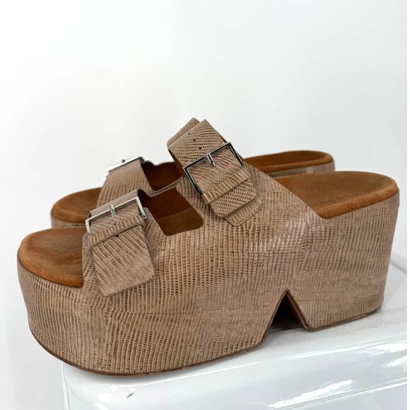 Robert Clergerie Platform Sandal Esme in Sand Size 40.5 Buckle Slide Tan Brown - Picture 1 of 9